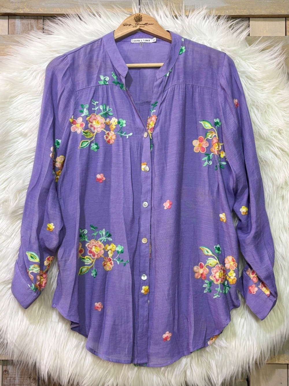 Like New [Figueroa & Flower] Purple Needlepoint Button Down VNTG Blouse | Medium